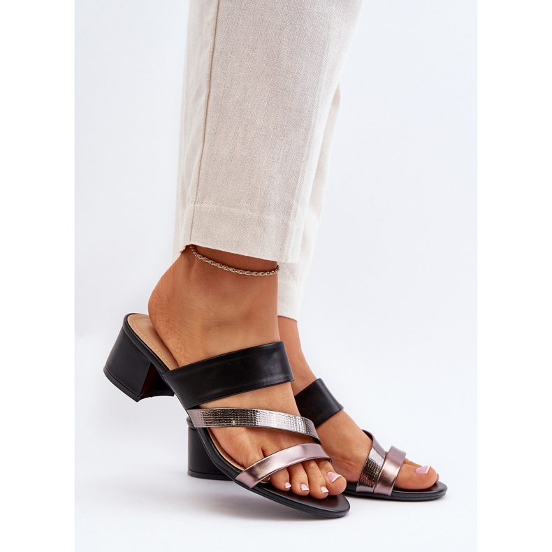 Dámské žabky na nízkém podpatku černá Rosila 2