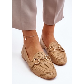 Dámské mokasíny na plochém podpatku s ozdobou Camel Iluvana hnědý 6