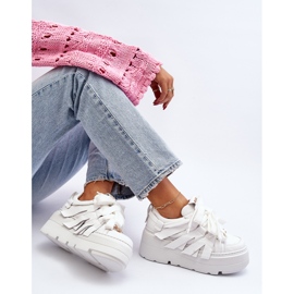 Zazoo 2F-7033 Tenisky na masivní platformě, bílé bílý 2 Zazoo 2F-7033 Tenisky na masivní platformě, bílé bílý 2