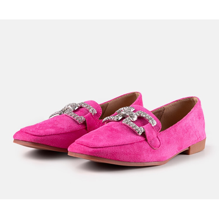 Růžové mokasíny zdobené kamínky Sanny růžový 1