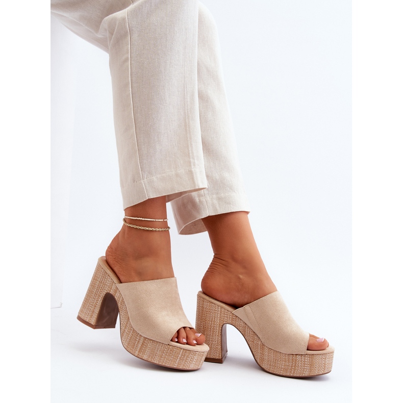 Béžové dámské žabky na vysokém podpatku Siobhan béžový 2