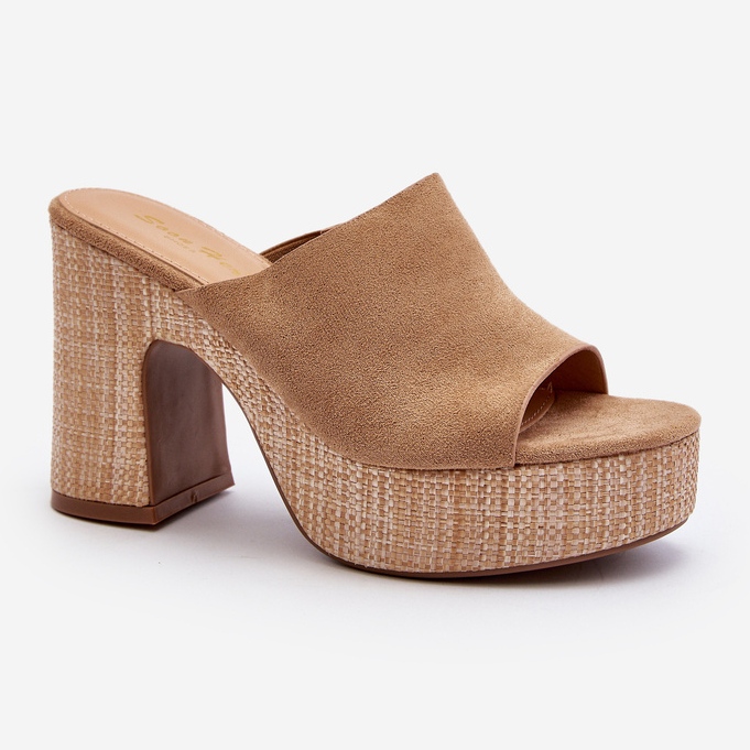 Dámské pantofle na vysokém podpatku, Hnědá, Siobhan béžový 1