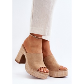 Dámské pantofle na vysokém podpatku, Hnědá, Siobhan béžový 2