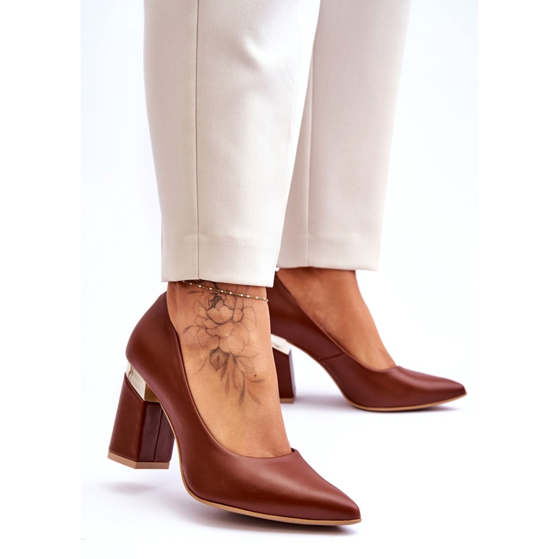 Lewski Shoes Kožené lodičky Lewski 3117 hnědé hnědý 1