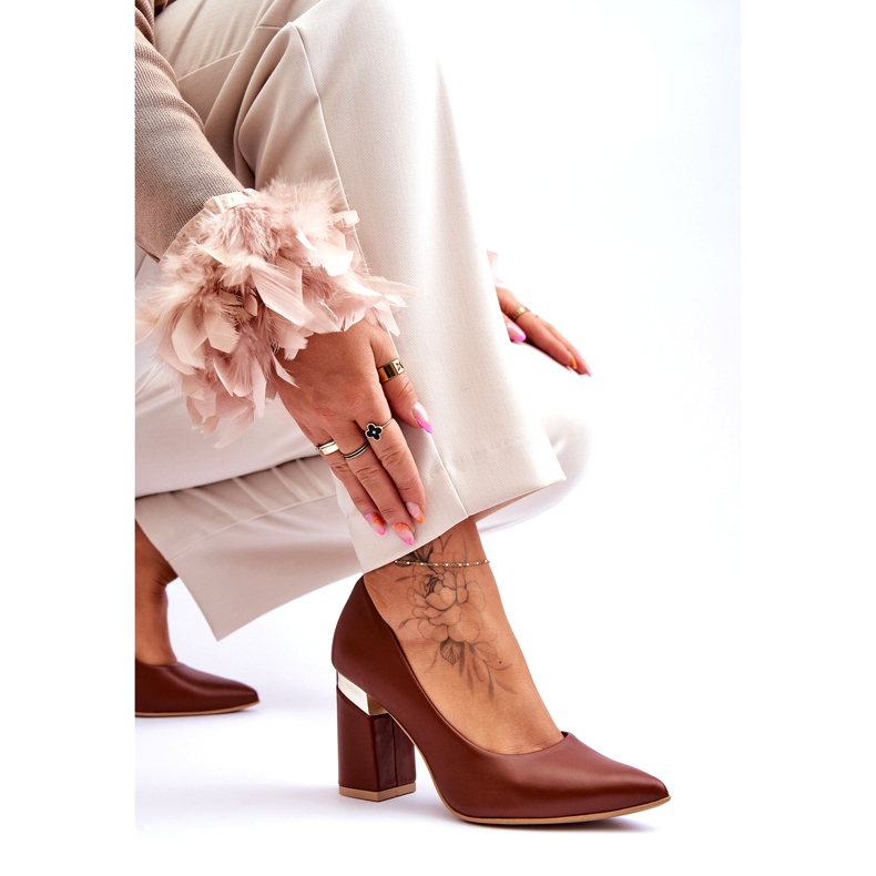 Lewski Shoes Kožené lodičky Lewski 3117 hnědé hnědý 3