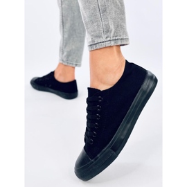 Klasické šněrovací tenisky Levens Allblack (černá podrážka) 3