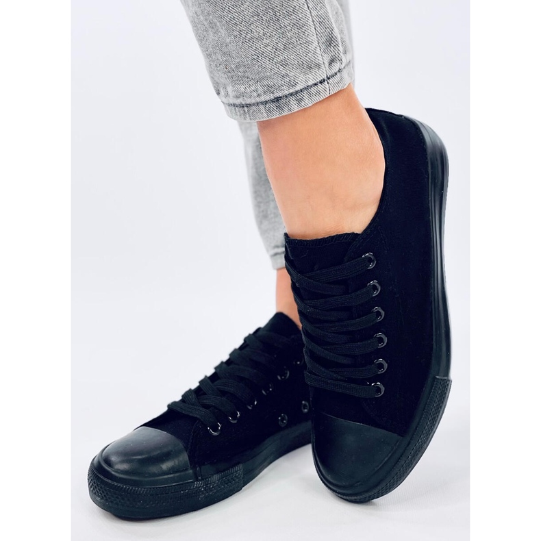 Klasické šněrovací tenisky Levens Allblack (černá podrážka) černý 2