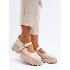 Dámské lakované boty s ozdobnou přezkou, béžová Lindnessa béžový 2