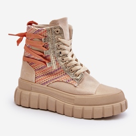 Béžové dámské vysoké tenisky na masivní platformě Kernia béžový 2