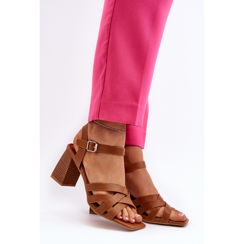 Dámské sandály na vysokém podpatku Camel Opifiana hnědý 2