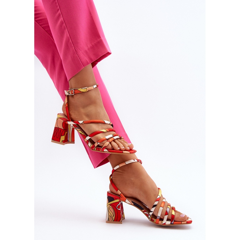 Vzorované sandály na vysokém podpatku Orange Jenglla oranžový 1