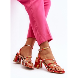 Vzorované sandály na vysokém podpatku Orange Jenglla oranžový 2
