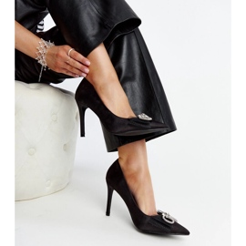 Černé lodičky s ozdobnou mašlí Natasa černý 1