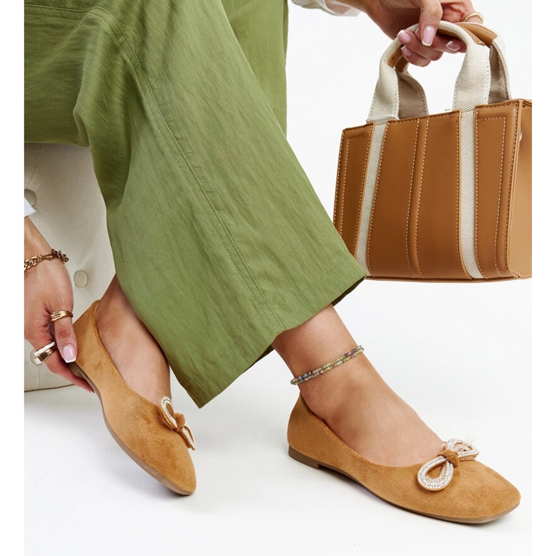 Hnědé balerínky s mašlí od Gaillou hnědý 1