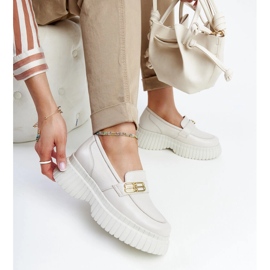 Světle béžové kožené boty, mokasíny Karino béžový 1