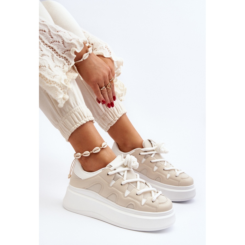 Dámské tenisky s hustým šněrováním béžové Vinali béžový 1