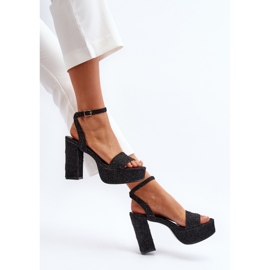 Džínové sandály na vysokém podpatku Black Acrana černá 1 Džínové sandály na vysokém podpatku Black Acrana černá 1