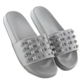 Pantofle s gumovým páskem ts168-8 šedé šedá 2