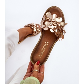 Zazoo 40381 Dámské kožené ploché sandály, zlaté zlatý 1