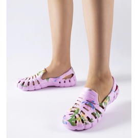 Růžové gumové pantofle se vzorem Eliano CLF0758C Pink modrý 1