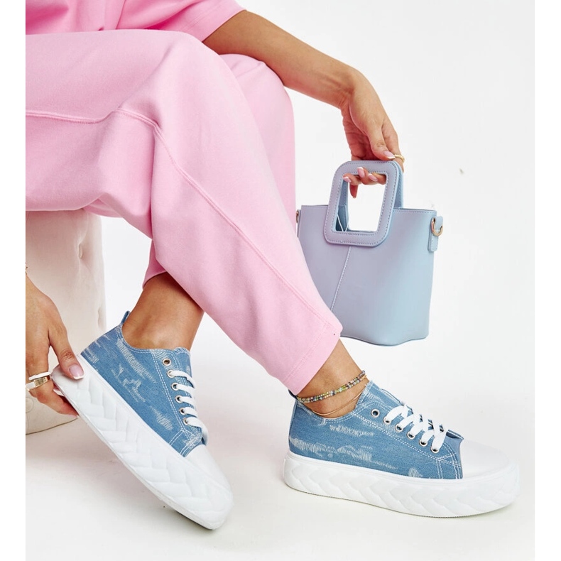 Modré tenisky Almaz na vysoké platformě modrý 1