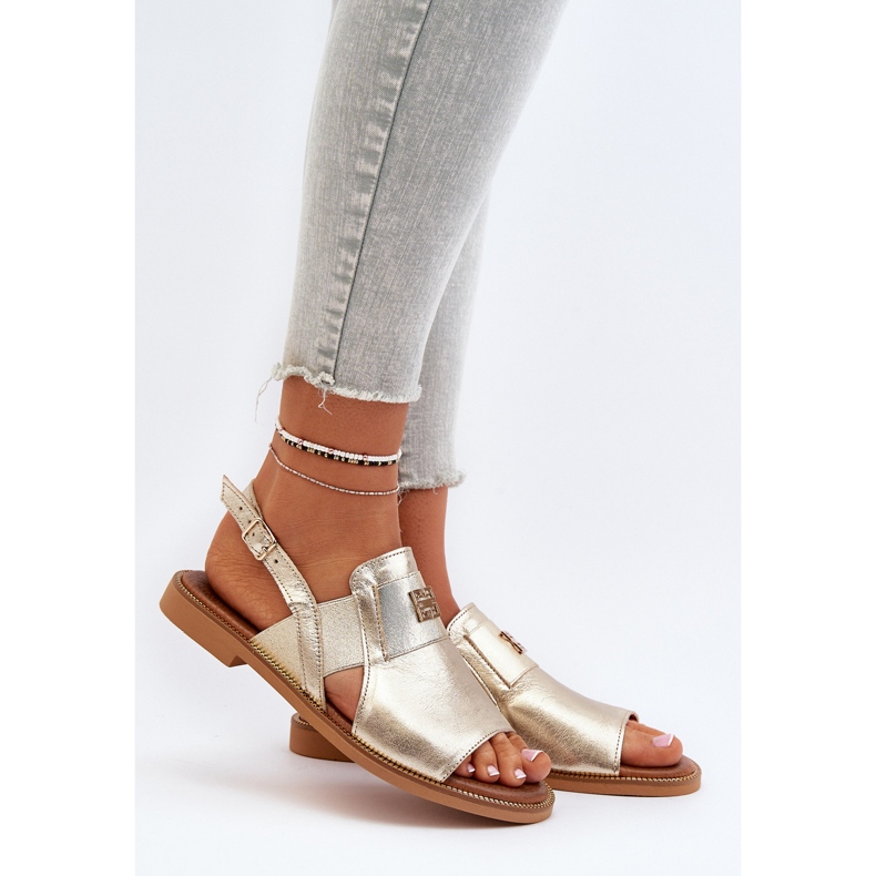 Zazoo 40385 Dámské kožené sandály zlaté zlatý 2