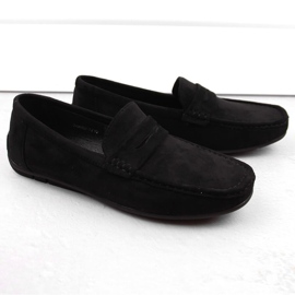 News Semišové boty, pánské slip-on mokasíny, černá Unisoft 7710 2