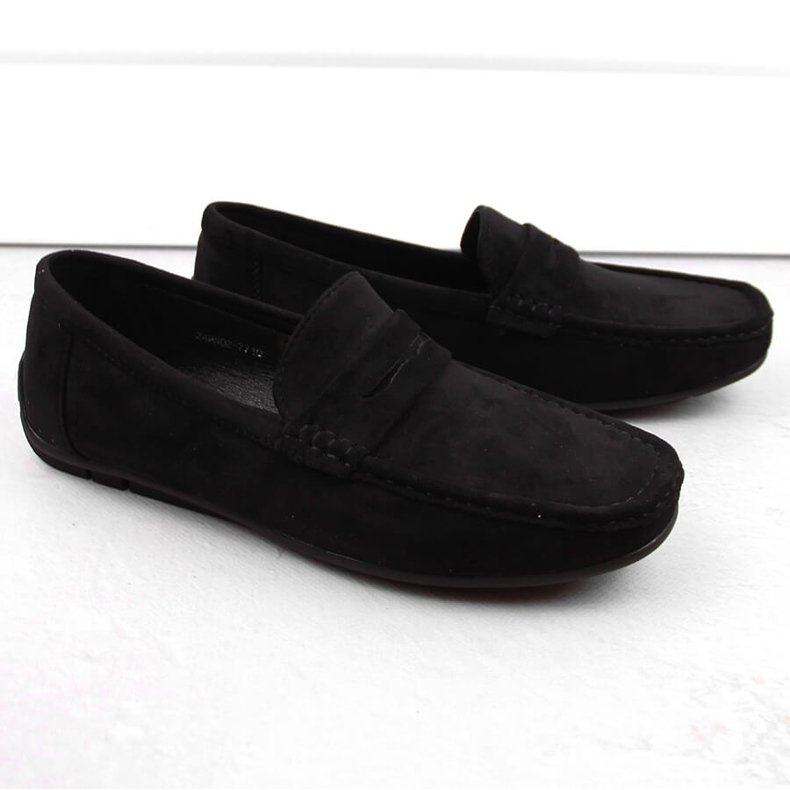 News Semišové boty, pánské slip-on mokasíny, černá Unisoft 7710 2