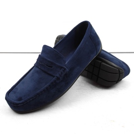 News Semišové boty, pánské slip-on mokasíny, tmavě modrá Unisoft 7710 modrý 4