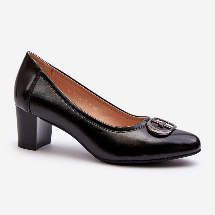 Vinceza Černé lodičky Aeliris na nízkém podpatku s ozdobou černá 1