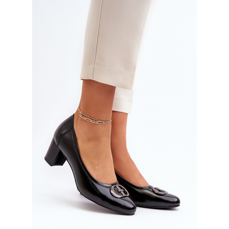 Vinceza Černé lodičky Aeliris na nízkém podpatku s ozdobou černá 2