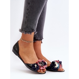 Dámské Gumové Baleríny S Květy Černá Junikla černý 2