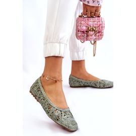 Seastar Prolamované Módní prolamované zelené baleríny zelená 1 Seastar Prolamované Módní prolamované zelené baleríny zelená 1