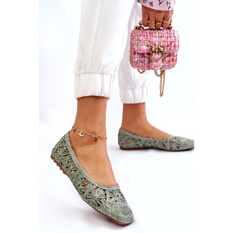 Seastar Prolamované Módní prolamované zelené baleríny zelená 1 Seastar Prolamované Módní prolamované zelené baleríny zelená 1