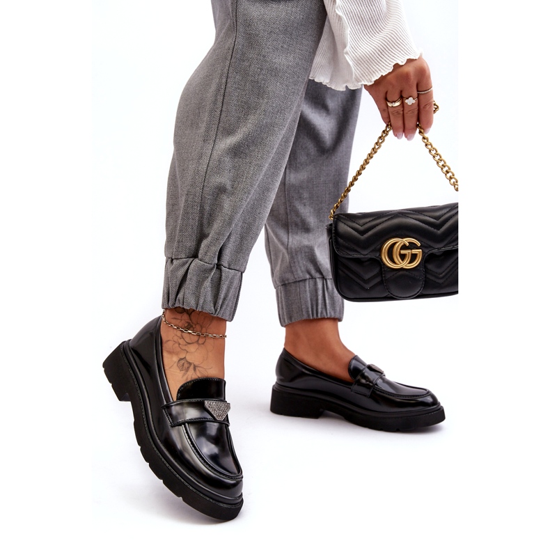 Dámské mokasíny na plochém podpatku, černé černá 2