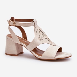 Béžové sandály na nízkém podpatku Eleriva béžový 1 Béžové sandály na nízkém podpatku Eleriva béžový 1