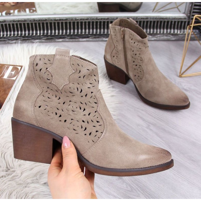 Prolamované kožené kovbojské boty S.Barski W OLI32C, béžové 1