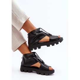 Zazoo 999 dámské kožené sandály se zipem, černé černá 1