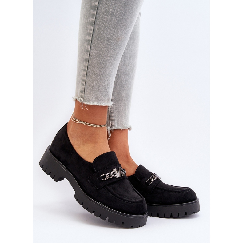 Vinceza Dámské semišové mokasíny s ozdobou, černá, Loraleima 2