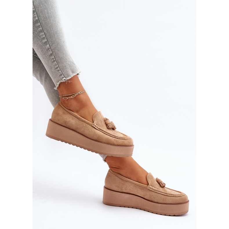 Dámské mokasíny Na Platformě S Třásněmi, Hnědá Mialani hnědý 1