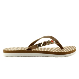 Žabky se zdobeným páskem B762 Beige béžový 1