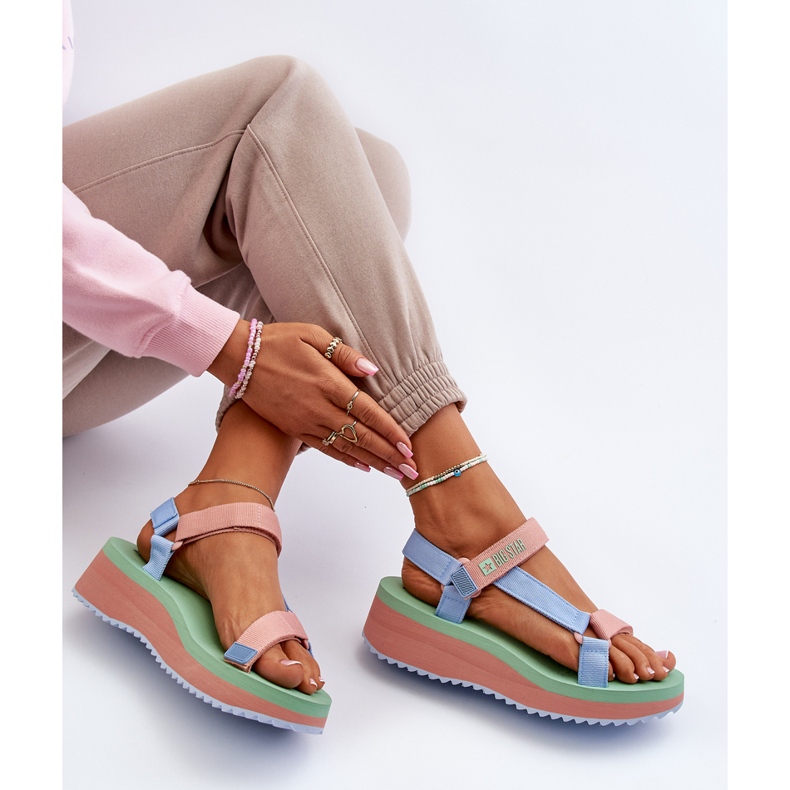 Dámské sandály na platformě a klínku Big Star NN274A055 Modrá modrý 1 Dámské sandály na platformě a klínku Big Star NN274A055 Modrá modrý 1