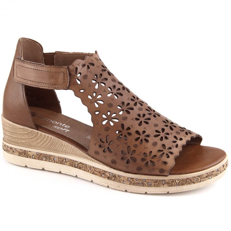 Rieker Kožené pohodlné sandály Remonte W RKR655 hnědé hnědý 1
