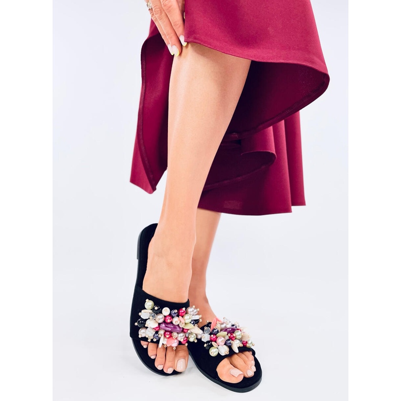 Seastar Lumsen Černé žabky s barevnými kamínky černá 2