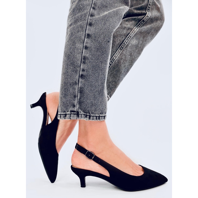 Malloi Černé nízké podpatky s otevřeným podpatkem černá 1