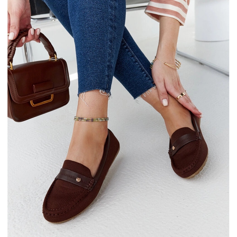 Hnědé látkové mokasíny od Fombio hnědý 1