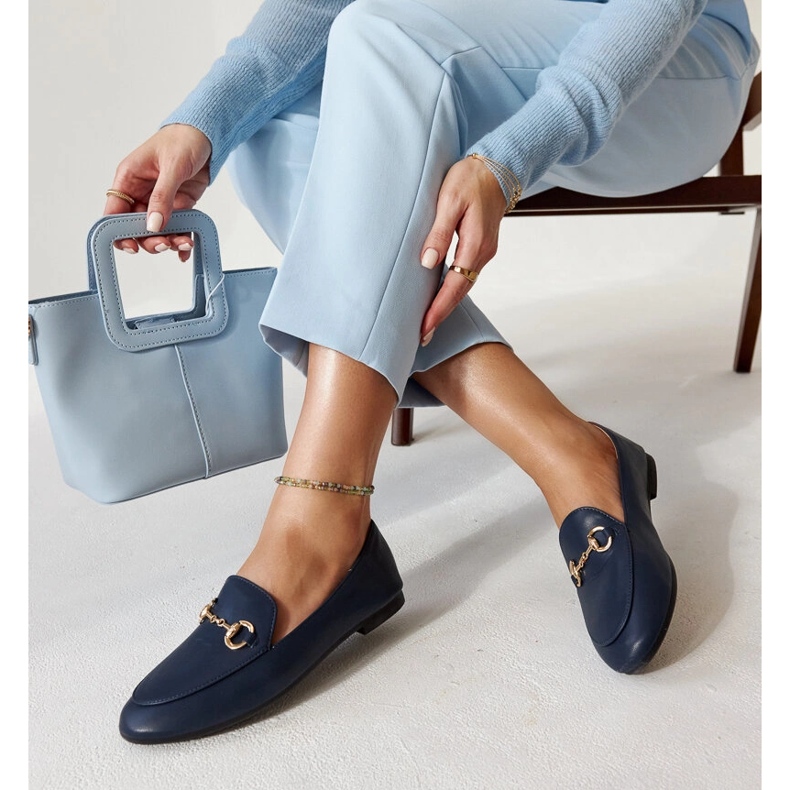 Námořnické modré mokasíny s přezkou od Erminia modrý 1