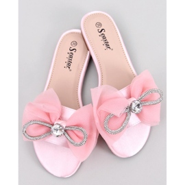 Pantofle s mašlí Monique Pink růžový 5
