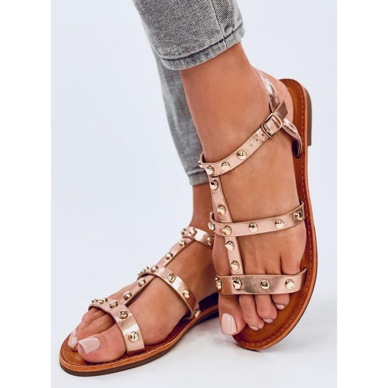 Sandály s cvočky Neha Champagne růžový 2