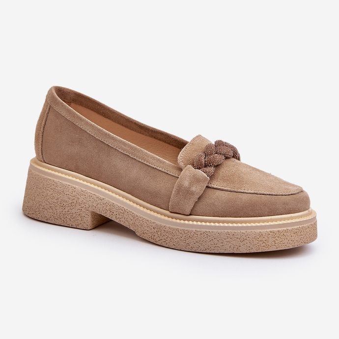 Zazoo 3429/W Dámské semišové mokasíny s ozdobou, béžová béžový 1